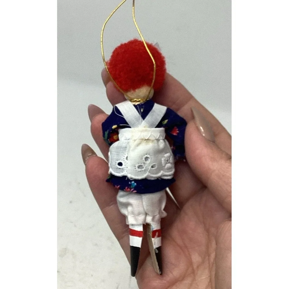 Vtg (3) Raggedy Ann Dolls Christmas Ornament Clothes Pin & Ceramic Handpainted